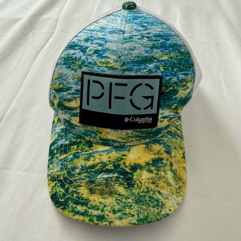 Columbia PFG Youth O/S Mesh Snapback Hat Mahi Mahi Water Print Trucker Cap